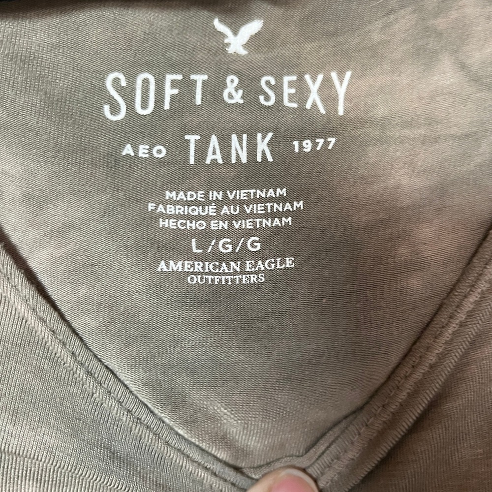 American Eagle Womens Soft & Sexy Tank Top Large Gray Grunge Thrashed Y2k Rebel - Picture 5 of 5
